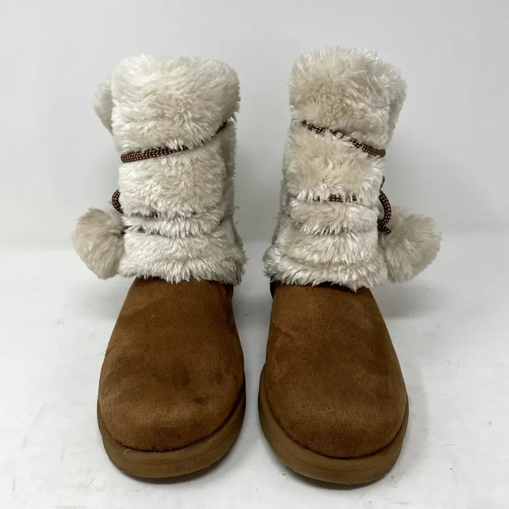 Arizona Faux Suede Kosey Zip Booties Youth 2 Tan Faux Fleece